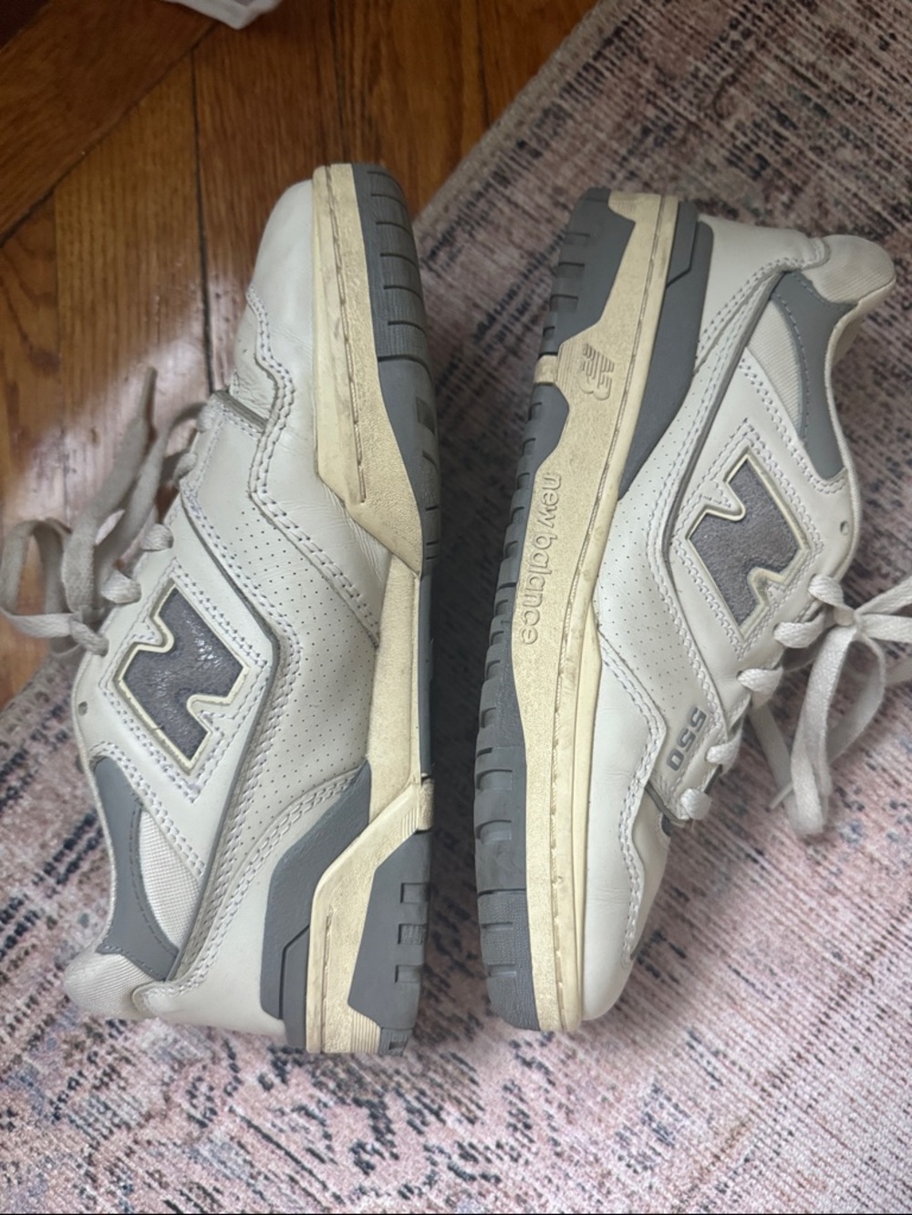 Aime Leon Dore New Balance 550 White and Gray Leather Retro Sneakers